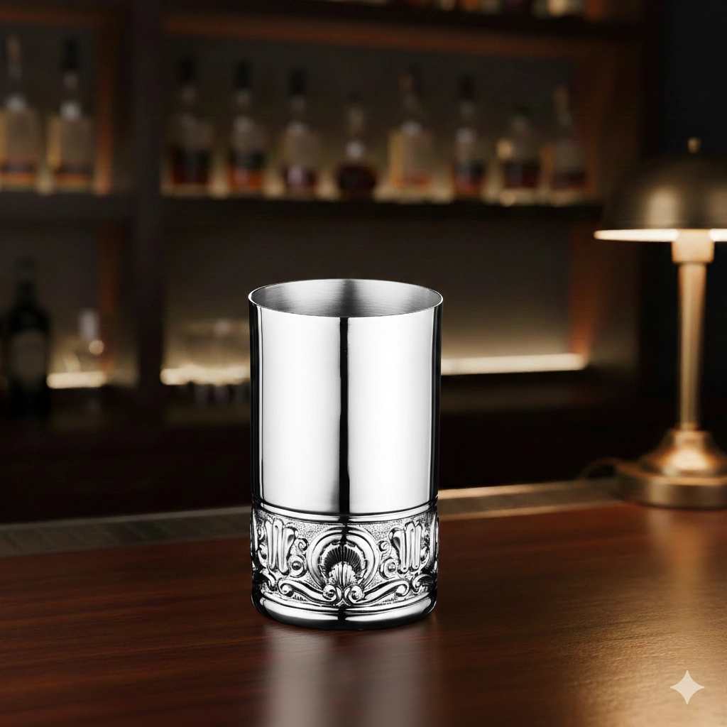 Flower Chased Cylindrical Glass